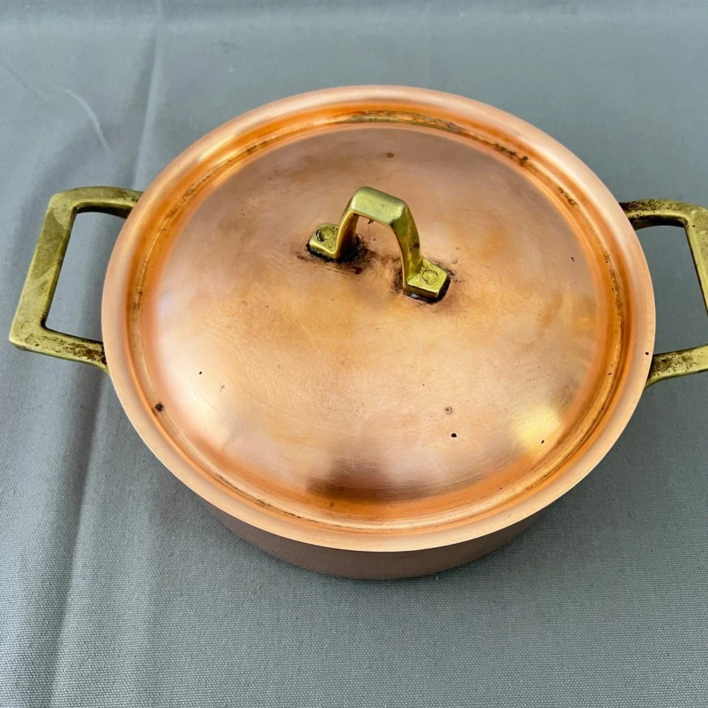 Paul Revere Ware USA Solid Copper Pot 2 QT Buffet Casserole Stock Pan 8062